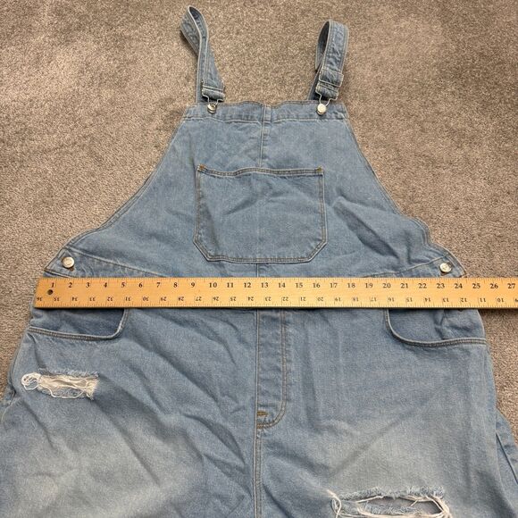 Asos Design Bib Overalls Shorts Womens 4XL Blue Distressed Casual Streetwear - Picture 8 of 12
